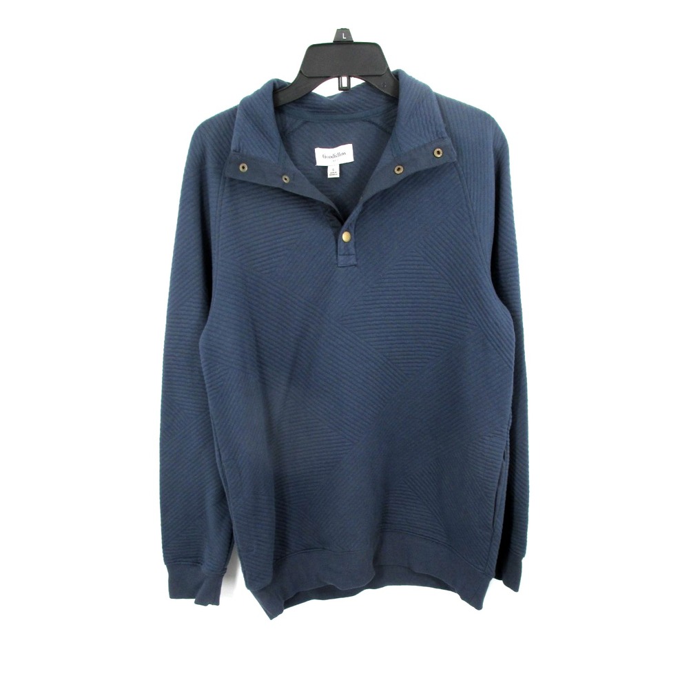 NWT GOODFELLOW Pullover Mock Neck Shirt Men S Blue Textured Long Sleeves Cozy